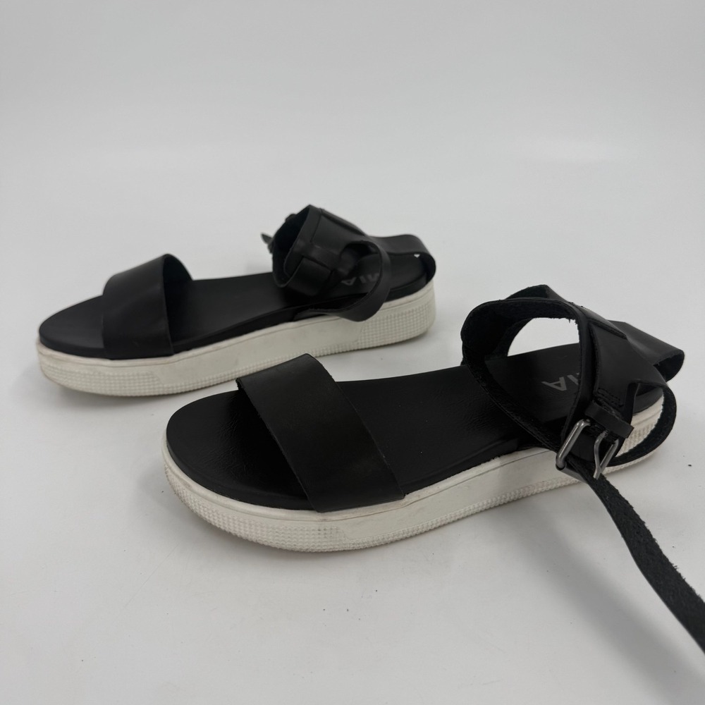 MIA Slingback Sandals Womens Size 6.5 Black White Open Toe Ankle Buckle Strap